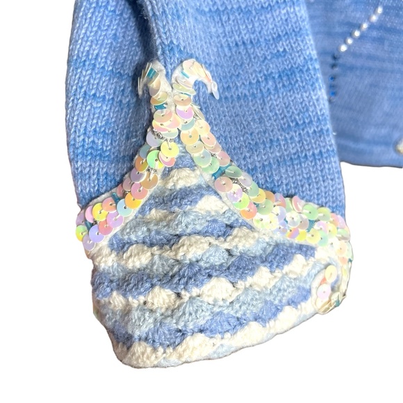 Storybook Knits Sparkling Seahorses Cardigan XS Sweater Sequin Beaded Crochet - Picture 6 of 14